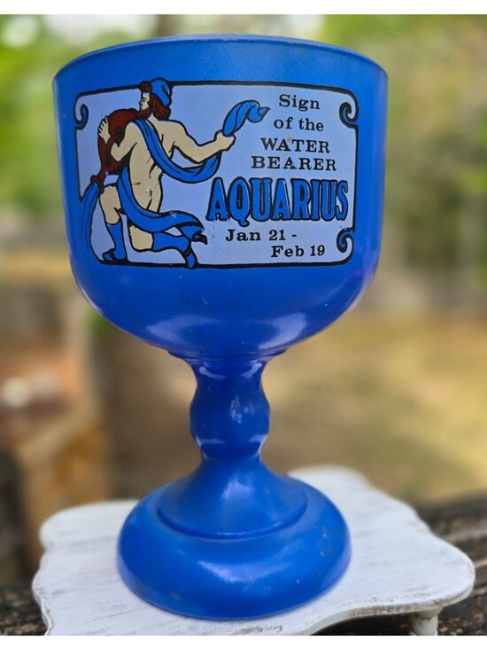 Indiana Glass Other - Vintage 1970 Indiana Glass Tiara Exclusive, Blue Aquarius Zodiac Sign Challis, 8